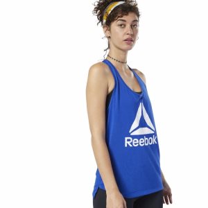 Reebok WOR Supremium Logo Muskelshirt Damen - Blau - DE 926-HVQ